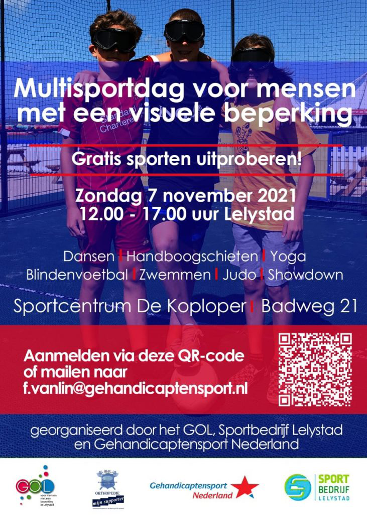 Poster voor de Multisportdag voor visueel beperkte mensen